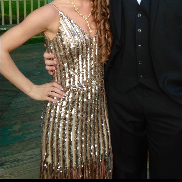 Terani Couture Dresses & Skirts - Prom Flapper Style Gold and Silver Fringe Dress